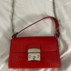 Red Valentino Tessa Croco Embossed Leather Handbag
